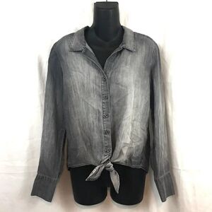Anthropology cloth & stone whitewash tie front top